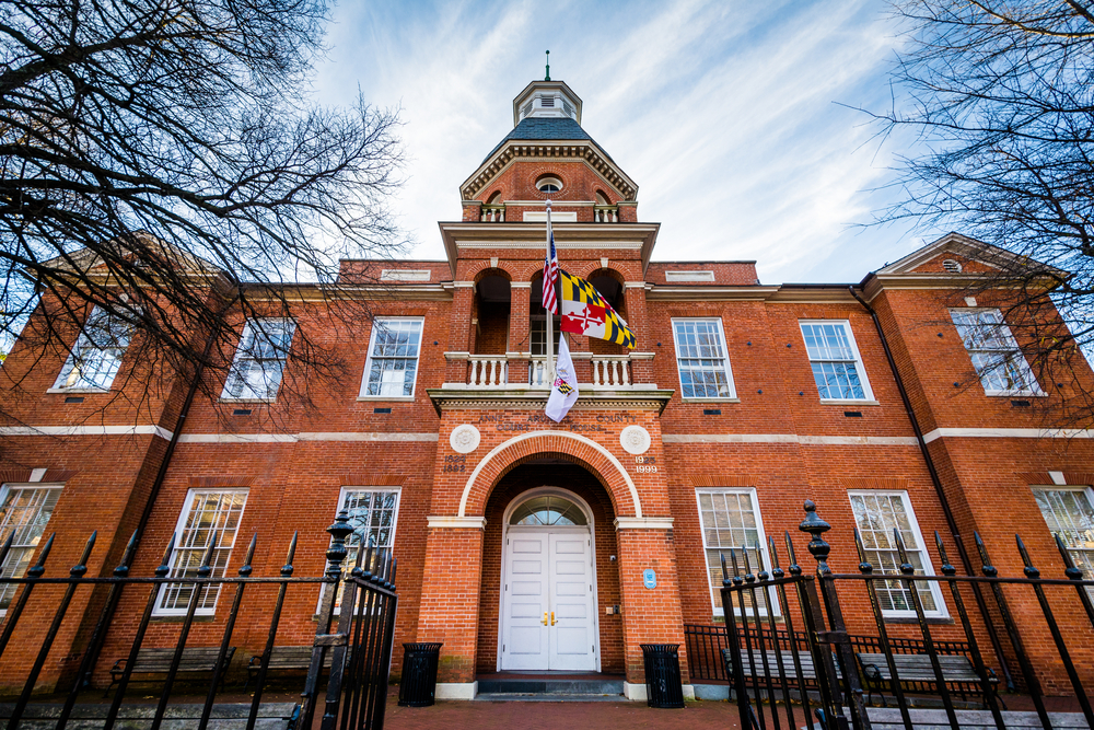 This image is of the Anne Arundel County Courthouse, located in Annapolis, Maryland, showcasing its historical brick architecture.